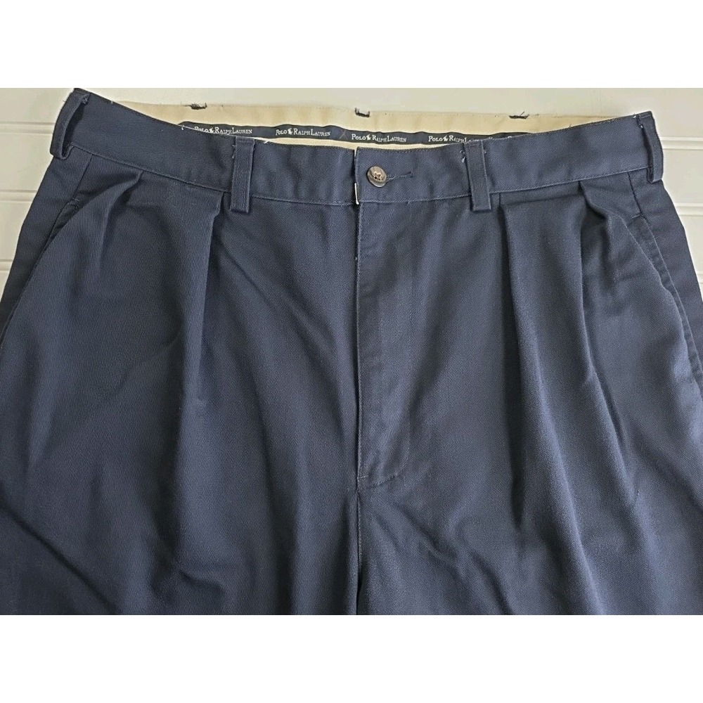 Polo Ralph Lauren Pants Mens 34X34 Blue Pant Pleated Chino Cotton Vintage